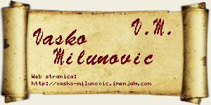 Vasko Milunović vizit kartica